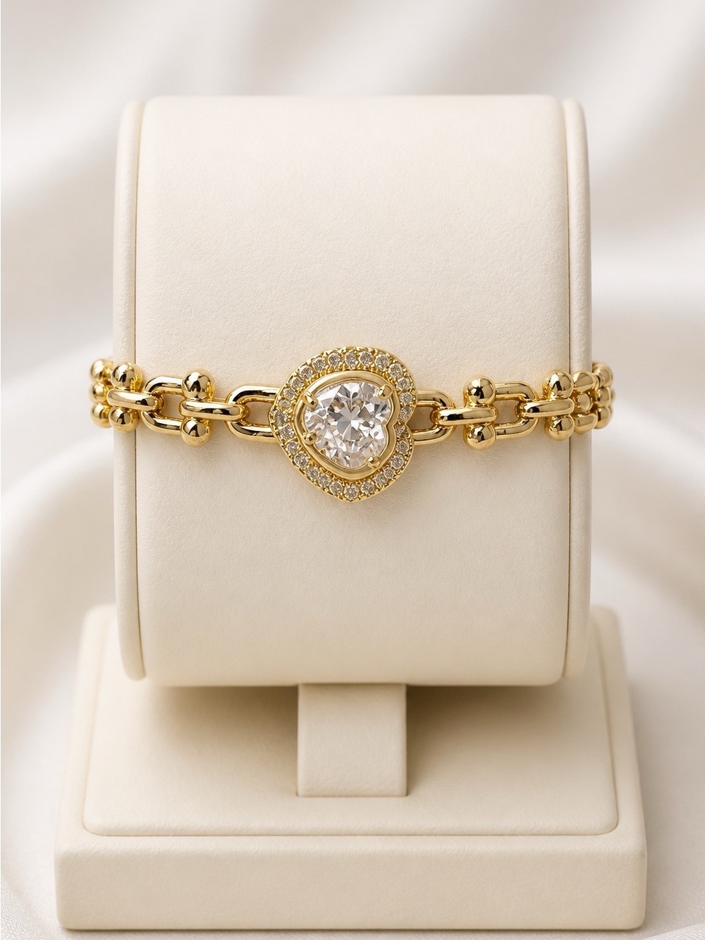 Gold Chain Bracelet with Center Crystal